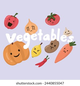 free hand vegetables vector, carrot,  tomato, potato, lemon, bell pepper, 
 chili, onion