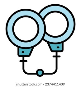 Free handcuff icon outline vector. Hand jail. Police cuff color flat