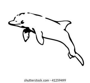 a free hand-drawn, comic style editable vector representing a bottlenose dolphin