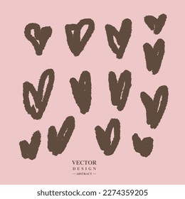 Free hand-drawn style love pattern, multiple hearts, irregular shape, strong brush style, vector material.