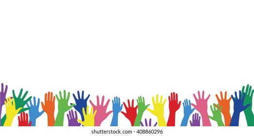 free hands up fun background art vector