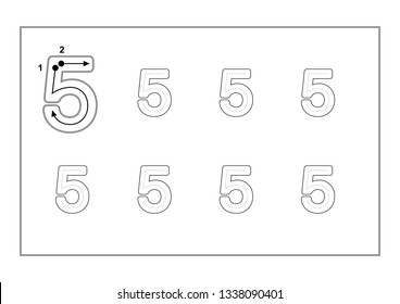 Free handwriting pages for writing numbers Learning numbers, Numbers tracing worksheet for kindergarten vector
