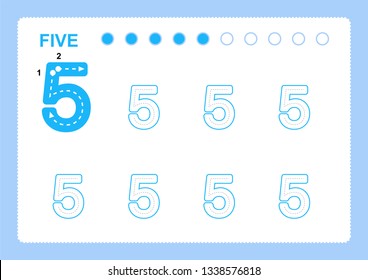 Free handwriting pages for writing numbers Learning numbers, Numbers tracing worksheet for kindergarten vector
