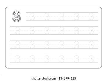 Free handwriting pages for writing numbers Learning numbers, Numbers tracing worksheet for kindergarten vector
