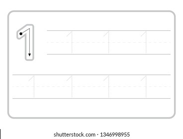 Free handwriting pages for writing numbers Learning numbers, Numbers tracing worksheet for kindergarten vector
