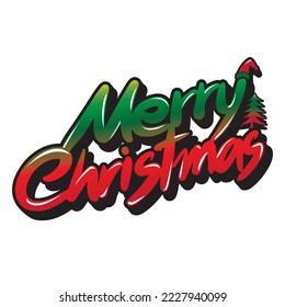 Free handwritten characters, text "Merry Christmas" Vector Illustrator