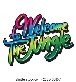 Free handwritten characters, text "Welcome to The Jungle" Vector Illustrator