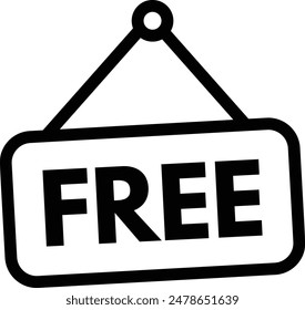 Free hanging signboard . Free board icon . Free promotion label icon vector