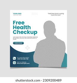 Free Health Checkup medical social media post vector template