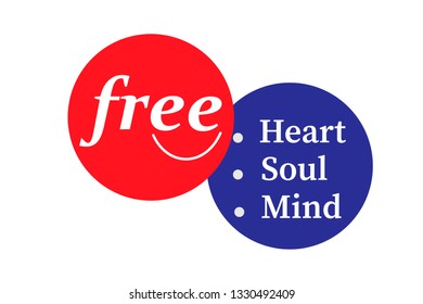 free heart,soul,mind fashion slogan for t-shirt and apparels graphic vector print and other uses.Vector colorful illustration