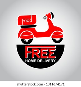 Free home delivery symbol with red bike vector art