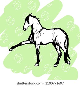Free horse in motion, abstract graphic image of horse, vector illustration