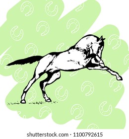 Free horse in motion, abstract graphic image of horse, vector illustration