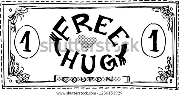Free Hug Coupon Black White Hand Stock Vector (Royalty Free) 1256153929