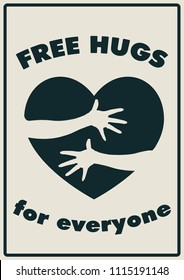 Free Hugs for Everyone. Hugging Day Poster