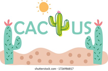 Free hugs typography and cactus drawing / Vector illustration design