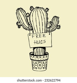 Free hugs. Vector illustration.