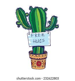 Free hugs. Vector illustration.