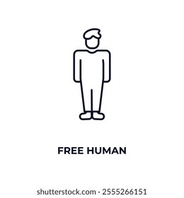 free human outline icon. Linear vector from feelings concept. Thin line free human icon isolated on white background