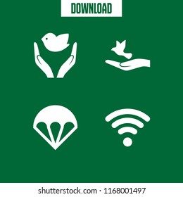 free icon. 4 free vector set. wifi, dove of peace and parachute icons for web and design about free theme