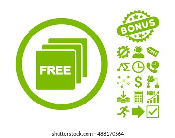 Free icon with bonus elements. Vector illustration style is flat iconic symbols, eco green color, white background.