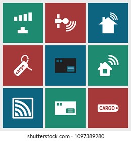 Free icon. collection of 9 free filled icons such as signal, parcel, cargo tag, wi-fi. editable free icons for web and mobile.