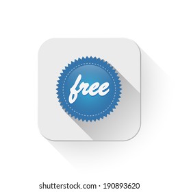 Free Icon With long shadow over app button