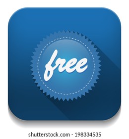 Free Icon With long shadow over app button