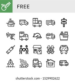 free icon set. Collection of Gmo, Ship, Van, Delivery, Truck, Signaling, Silicone, Animal testing, Shipping, Pizza deliver, Delivery truck, Home delivery icons