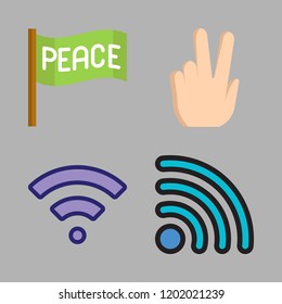 free icon set. vector set about peace and wifi icons set.