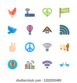 free icon set. vector set about hen, paragliding, wifi and peace icons set.