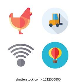 free icon set. vector set about hot air balloon, wifi, duty and hen icons set.