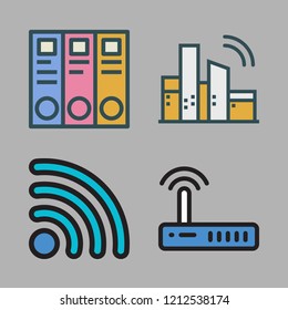 free icon set. vector set about wifi and archive id icons set.
