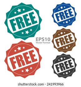 Free icon, tag, label, badge, sign, sticker isolated on white, vector format