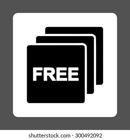 Free icon. This flat rounded square button uses black and white colors and isolated on a gray background.