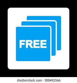 Free icon. This flat rounded square button uses blue and white colors and isolated on a black background.