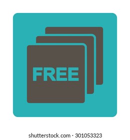 Free icon. This flat rounded square button uses grey and cyan colors and isolated on a white background.