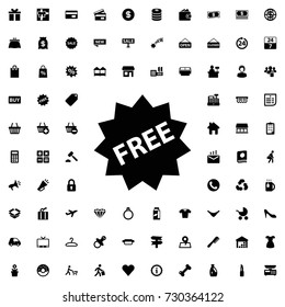 Free icon vector isolated on white background. set of filled shopping icons.