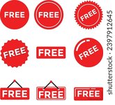 free icons flat design in red