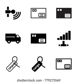 Free icons. set of 9 editable filled and outline free icons such as parcel, cargo tag, shipping truck