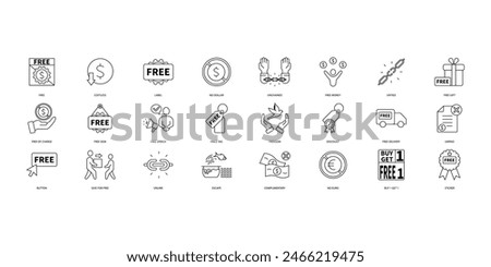 Free icons set. Set of editable stroke icons.Set of Free