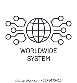  Free information access. Worldwide Electronics system.Vector linear icon isolated on white background.