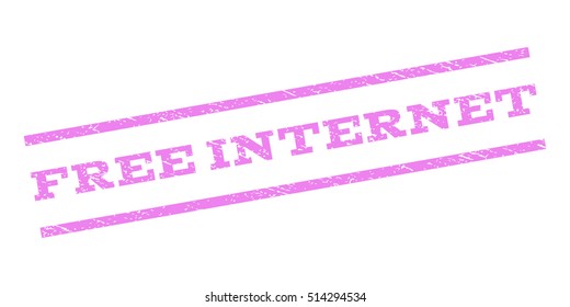Free Internet watermark stamp. Text caption between parallel lines with grunge design style. Rubber seal stamp with dirty texture. Vector violet color ink imprint on a white background.