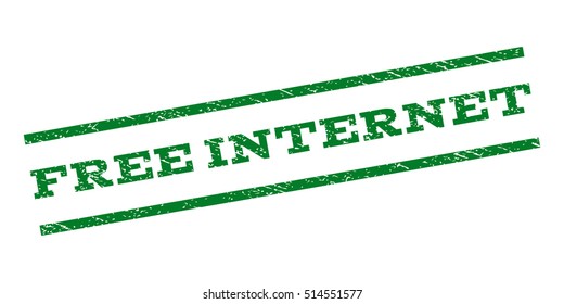 Free Internet watermark stamp. Text caption between parallel lines with grunge design style. Rubber seal stamp with unclean texture. Vector green color ink imprint on a white background.