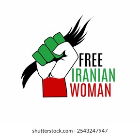 Free Iranian Woman - Feminist Protest Art for Women's Rights 