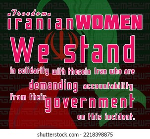 Free iranian woman poster. Iran protests. Women Life Freedom movement.
