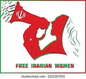 Free iranian woman poster. Iran protests. Women Life Freedom movement.