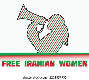 Free iranian woman poster. Iran protests. Women Life Freedom movement.