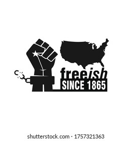 Free ish Since 1865. Design of Banner and Flag. Vector logo Illustration.
