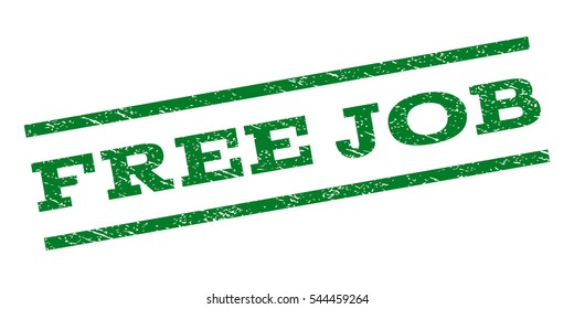 Free Job watermark stamp. Text tag between parallel lines with grunge design style. Rubber seal stamp with dirty texture. Vector green color ink imprint on a white background.